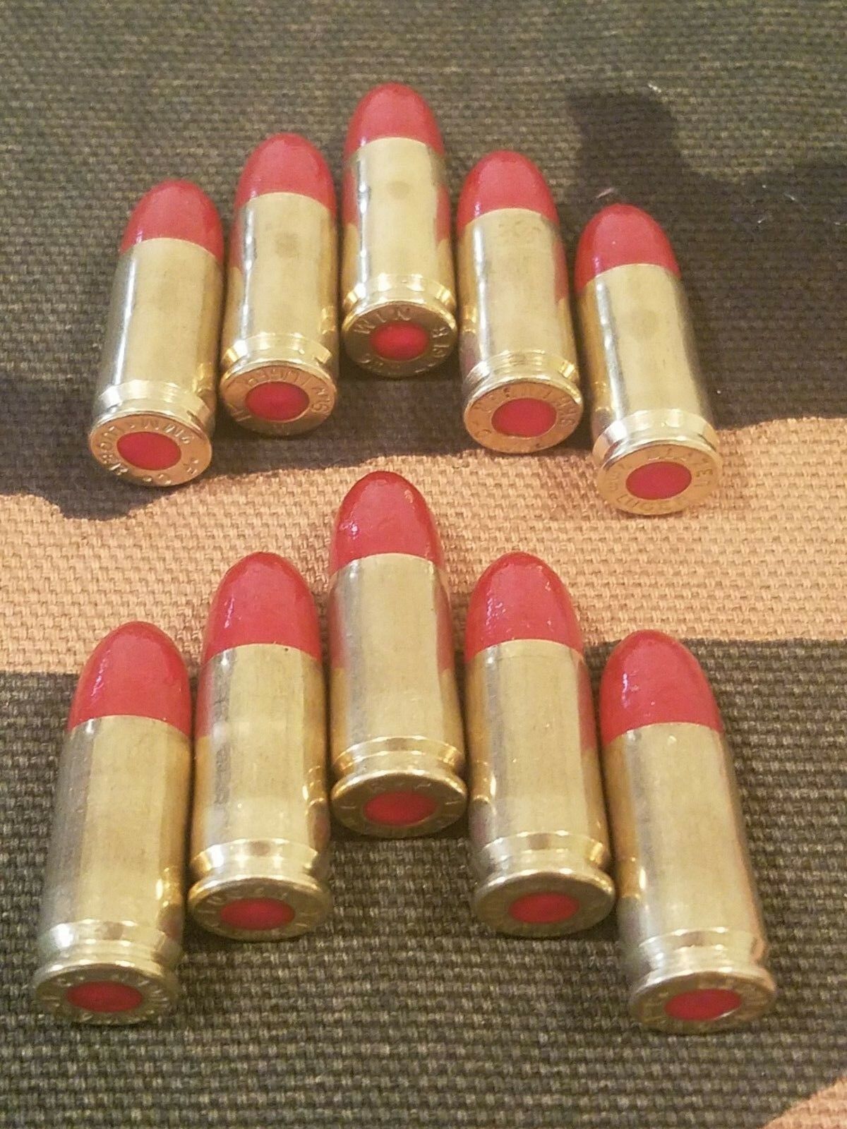 9mm Luger Snap Caps  Set Of 10 (red+brass) Real Weight!!!