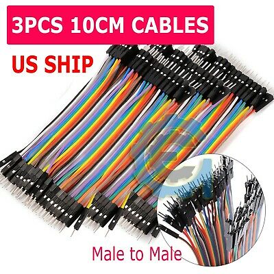 3x 40pcs 10cm Male To Male Dupont Wire Jumper Cable For Arduino Breadboard